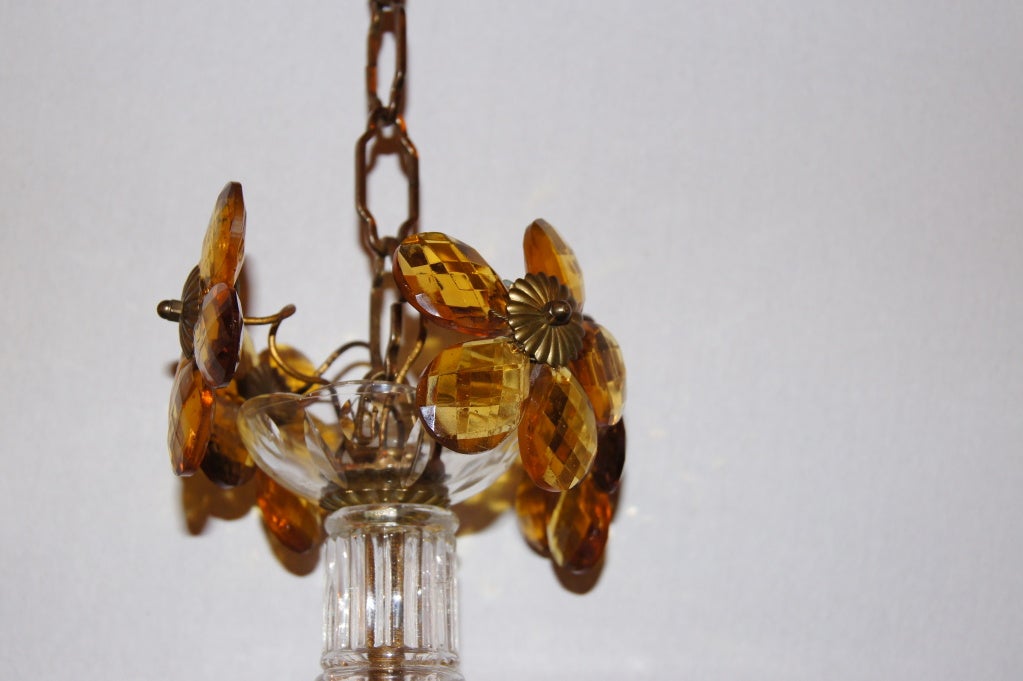 French Amber Glass Flower Lantern In Good Condition For Sale In New York, NY