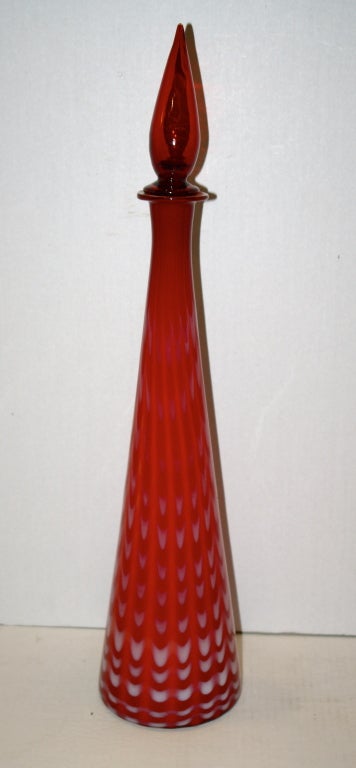 Italian Set of Red Glass Decanters