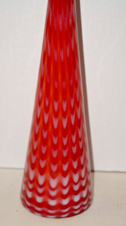 Mid-20th Century Set of Red Glass Decanters