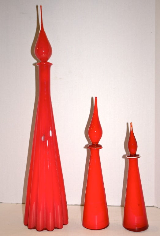 Set of Red Glass Decanters 2