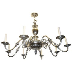 Large Silver Plated Neoclassic Chandelier