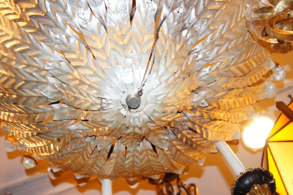 Pair of Large Silver Plated Light Fixtures In Excellent Condition For Sale In New York, NY