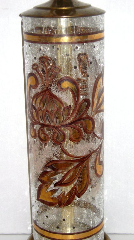 Lampe de table en verre craquelé et peint à la main, datant des années 1930.

Mesures
Hauteur du corps : 19