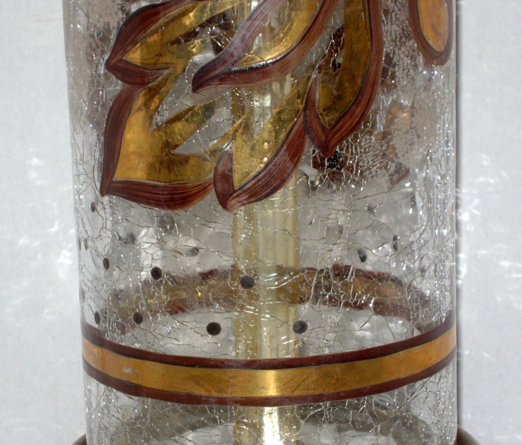 French Crackled Glass Table Lamp For Sale