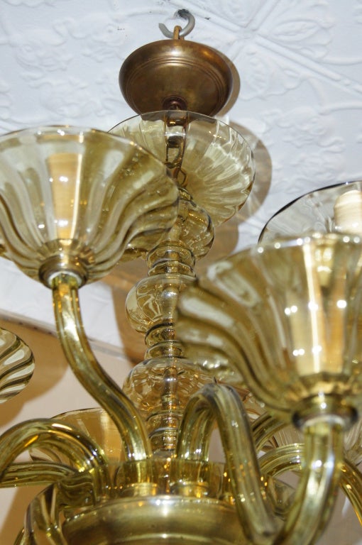 Italian Pale Green Murano Glass Chandelier For Sale