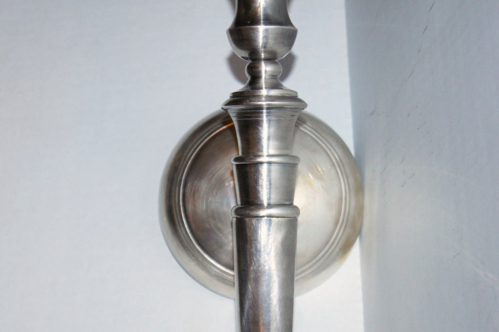 Italian Pair of English Silver Plated Sconces For Sale