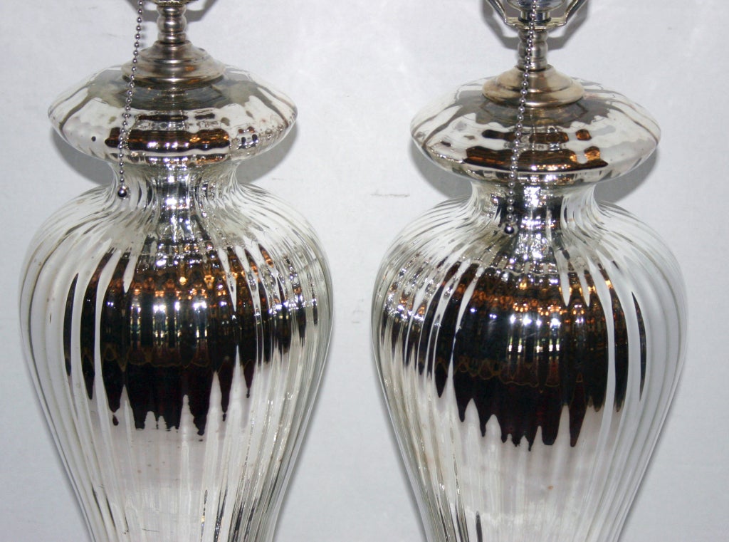 Mercury Glass Pair of French Mercury Lamps For Sale
