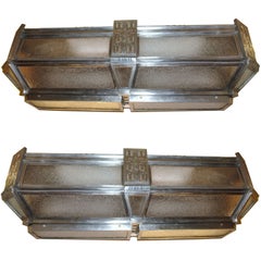 Pair of Large Art Deco Flush Mounted Fixtures