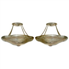 Pair of Silver Leaf Oval Light Fixtures