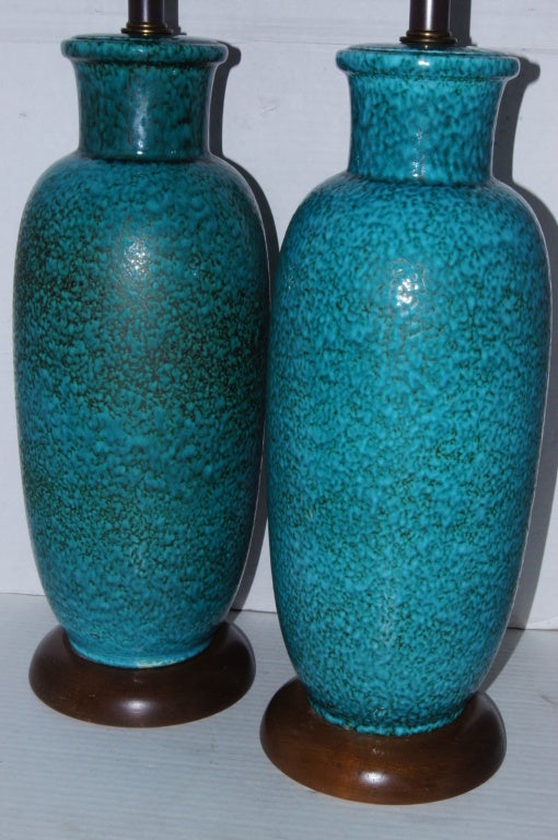 Italian Turquoise Ceramic Lamps