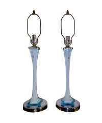 Pair of Blue Murano Lamps