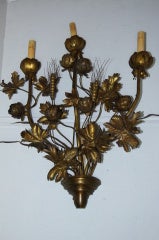 Pair of Foliage Motif Large Sconces