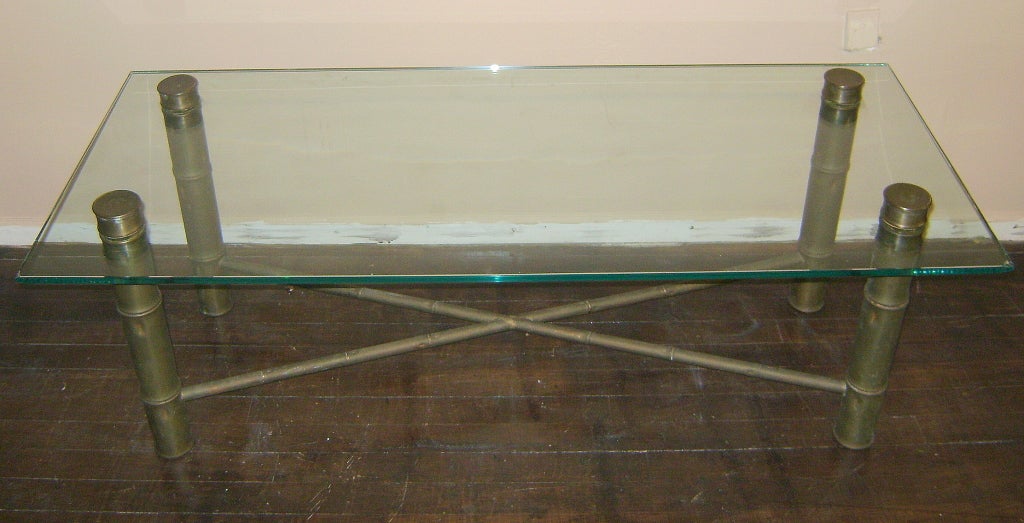 Mid-20th Century Faux Bamboo Coffee Table For Sale