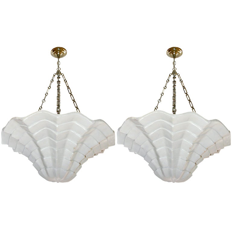 Pair of Large Shell Plaster Fixtures, Sold Individually