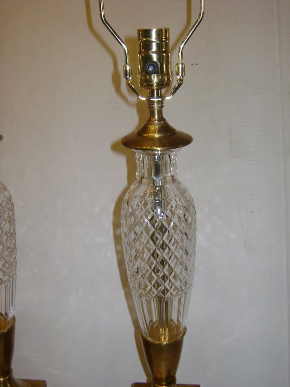 French Pair of Crystal Table Lamps For Sale