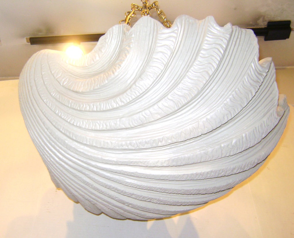 Mid Century Plaster Shell Light Fixture In Good Condition In New York, NY