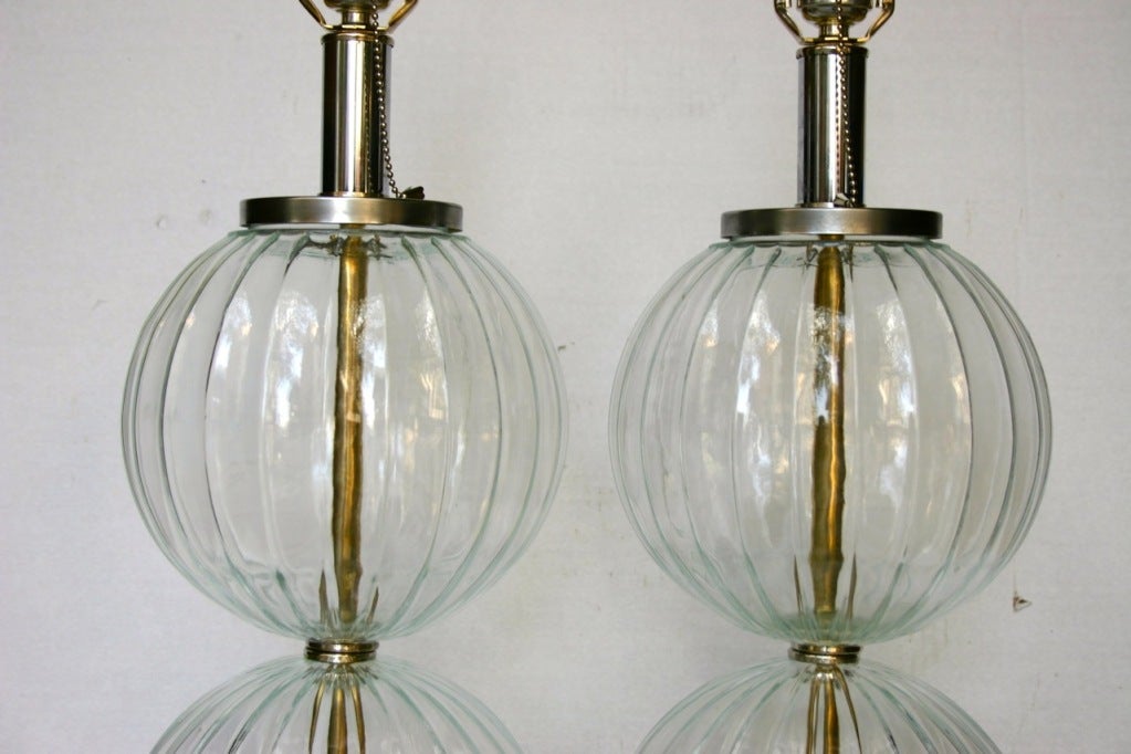 French Molded Glass Table Lamps For Sale