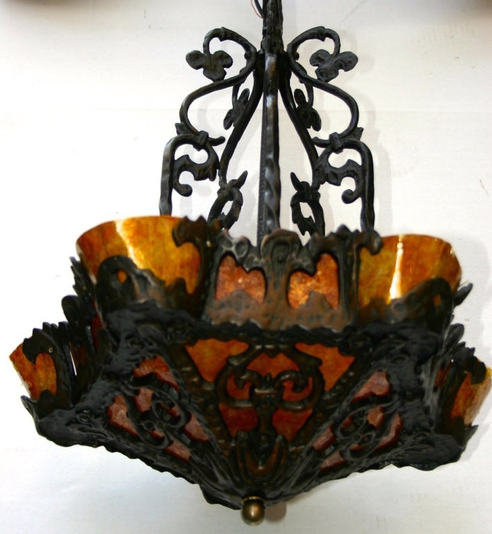 Iron and Mica Light Fixture