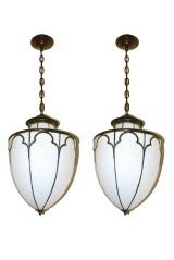 Pair of Leaded Glass Fixtures