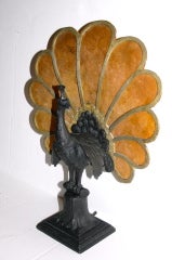 Vintage Cast Metal Peacock Lamp
