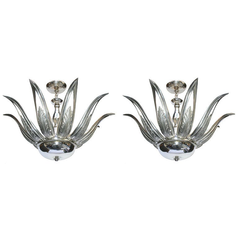 Pair Of Silver Plated Light Fixtures For Sale At 1stdibs