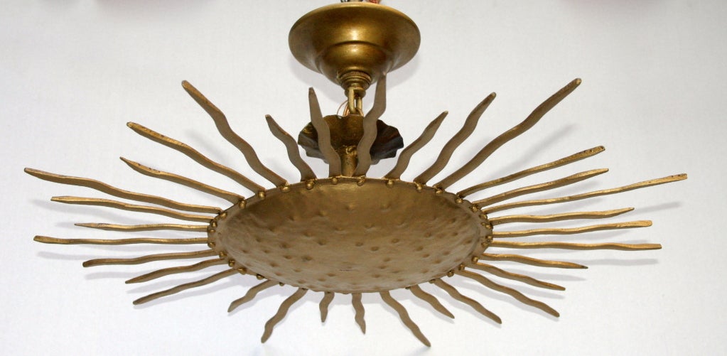French Pair of Sunburst Light Fixtures, Sold Individually For Sale