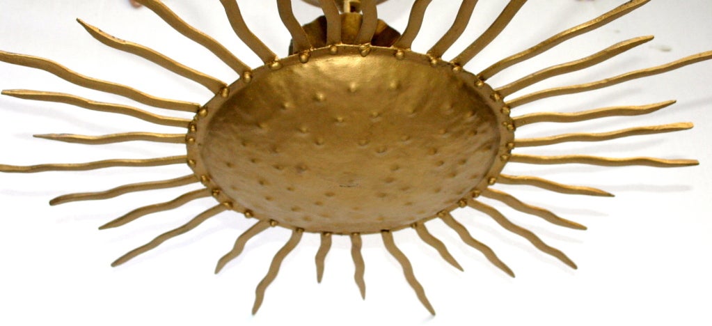 Metal Pair of Sunburst Light Fixtures, Sold Individually For Sale