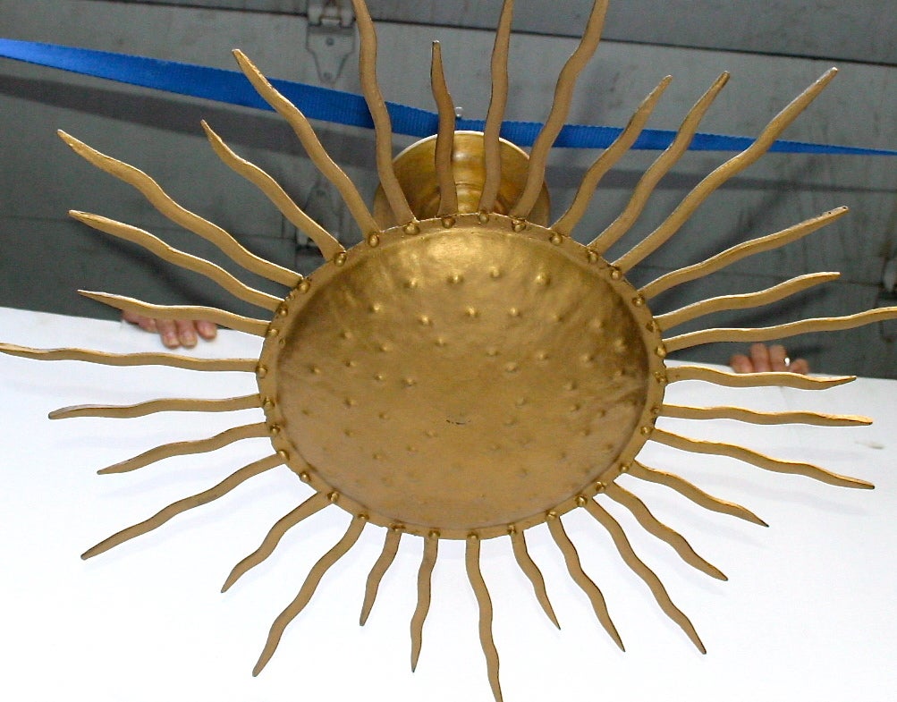 Gilt Pair of Sunburst Light Fixtures, Sold Individually For Sale