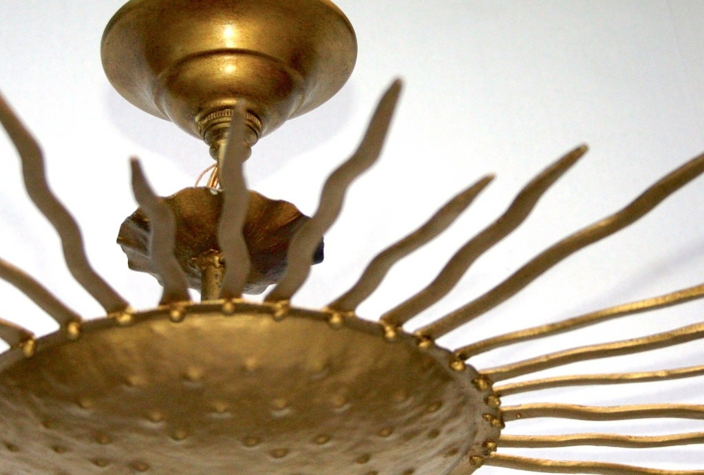 Mid-20th Century Pair of Sunburst Light Fixtures, Sold Individually For Sale