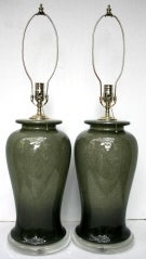 Pair of Gray Porcelain Lamps