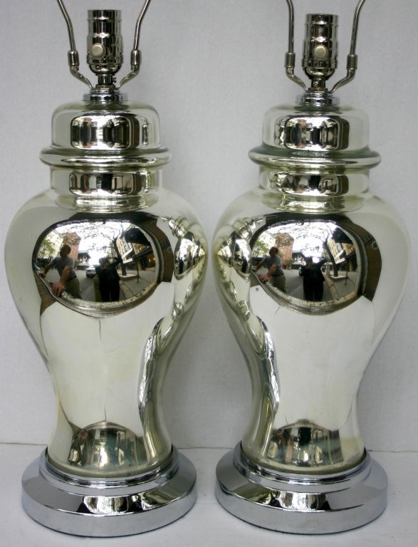 French Mercury Glass Table Lamps. For Sale