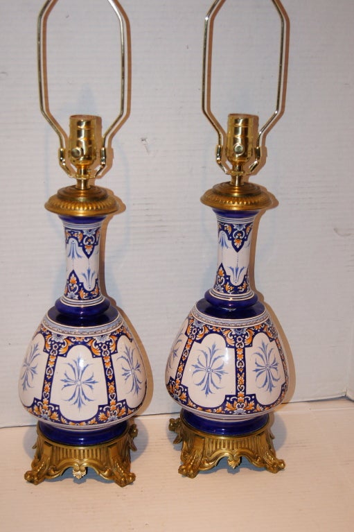 Early 20th Century French Porcelain Table Lamps For Sale