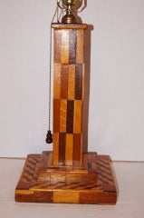 Antique Arts and Crafts Wood Lamp