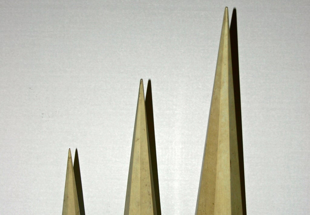Italian Set of Three Carved Wood Cones For Sale