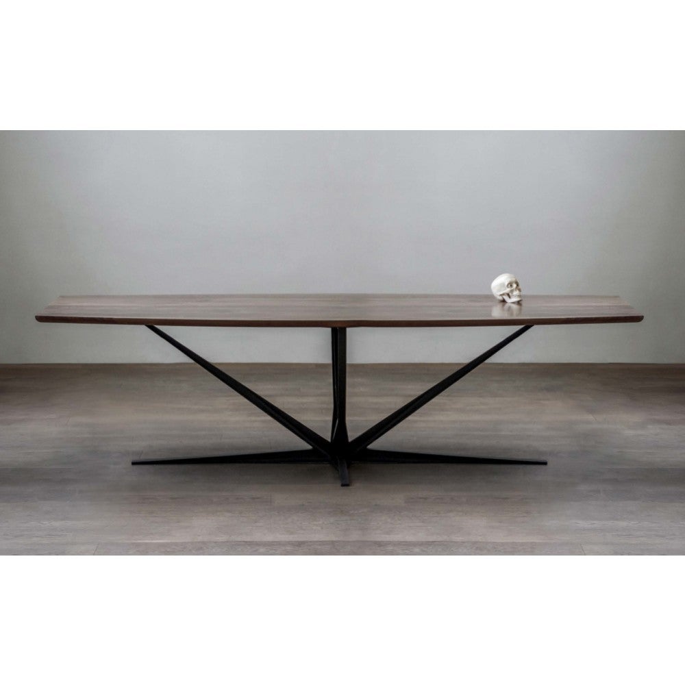 Handcrafted and finished with a solid matte hardwood top. Elegantly tapered top with beveled edge, juxtaposed on a metal spiked base inspired by the indigenous Mexican plant.

Pricing is for Large Agave Table with wood top and painted steel base.