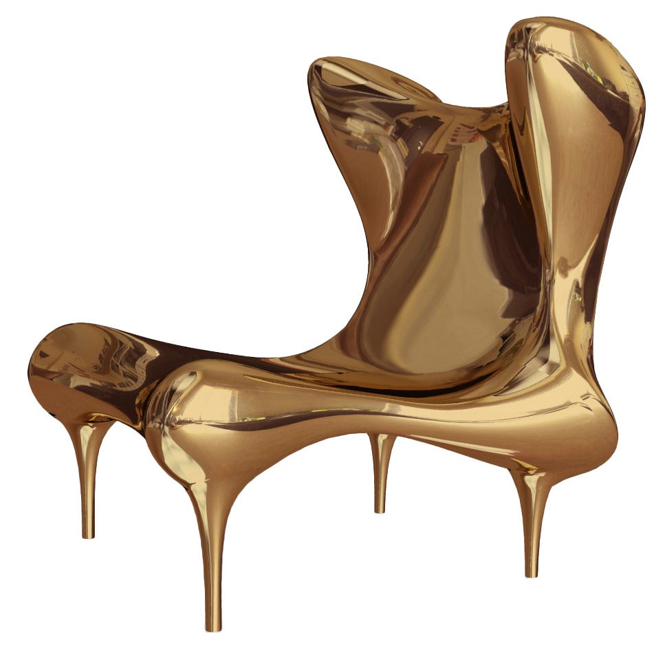Riemann Chair in Gilt Bronze by Craig Van Den Brulle