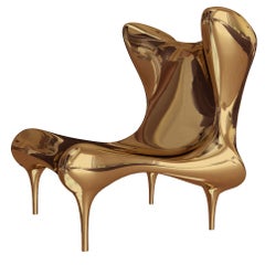 Riemann Chair in Gilt Bronze by Craig Van Den Brulle