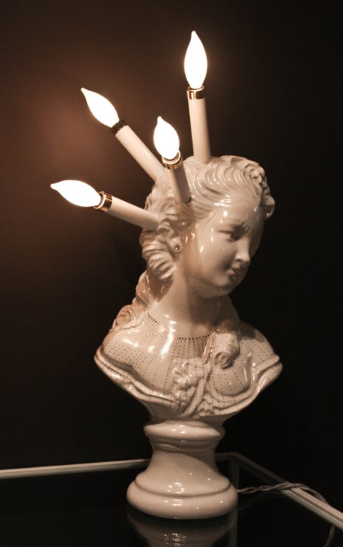 American Ceramic Bust Lamps by Bari Ziperstein
