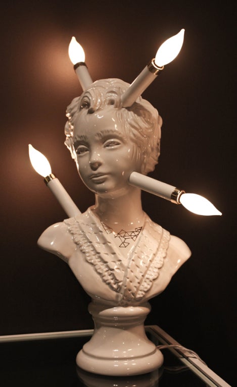 Contemporary Ceramic Bust Lamps by Bari Ziperstein