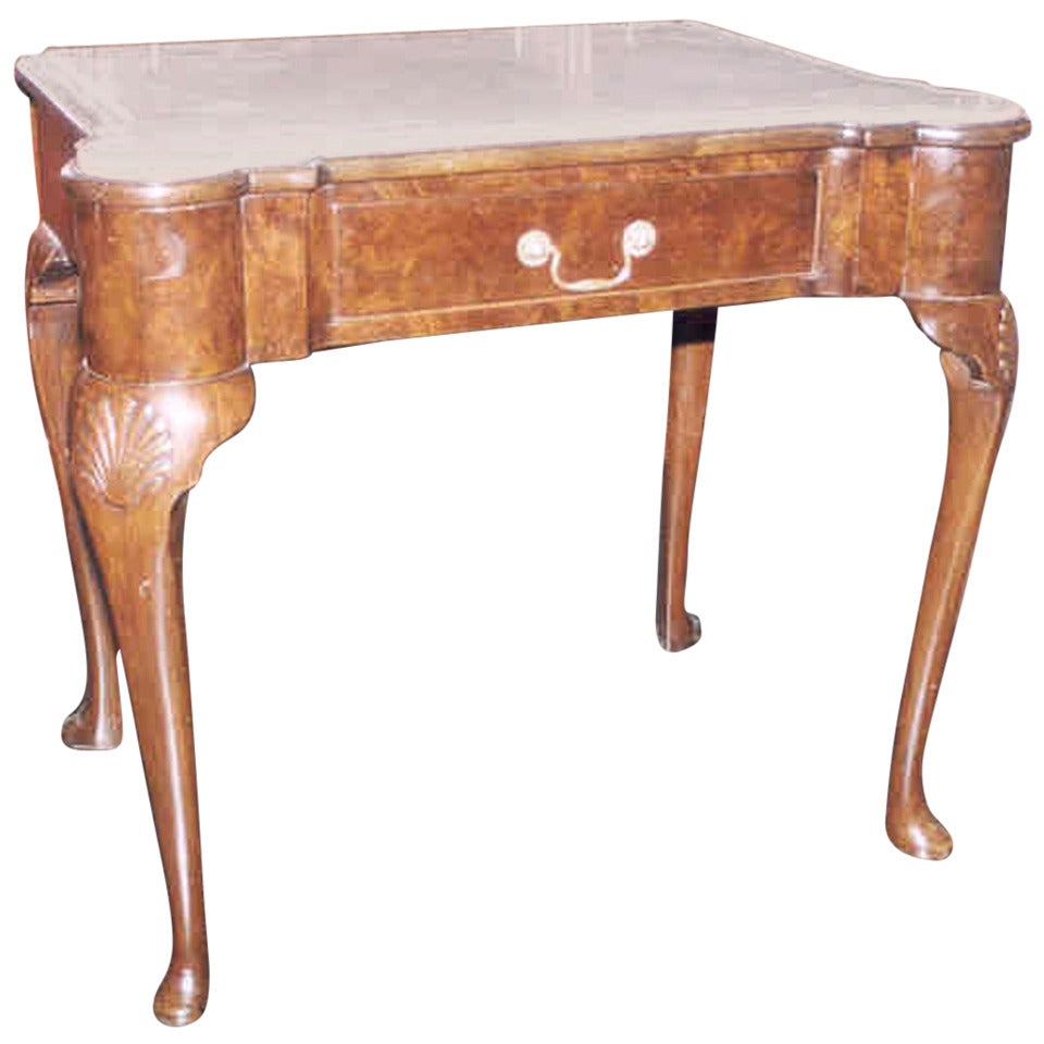 Late 19th Century Walnut Side Table with Gray Marble Top For Sale