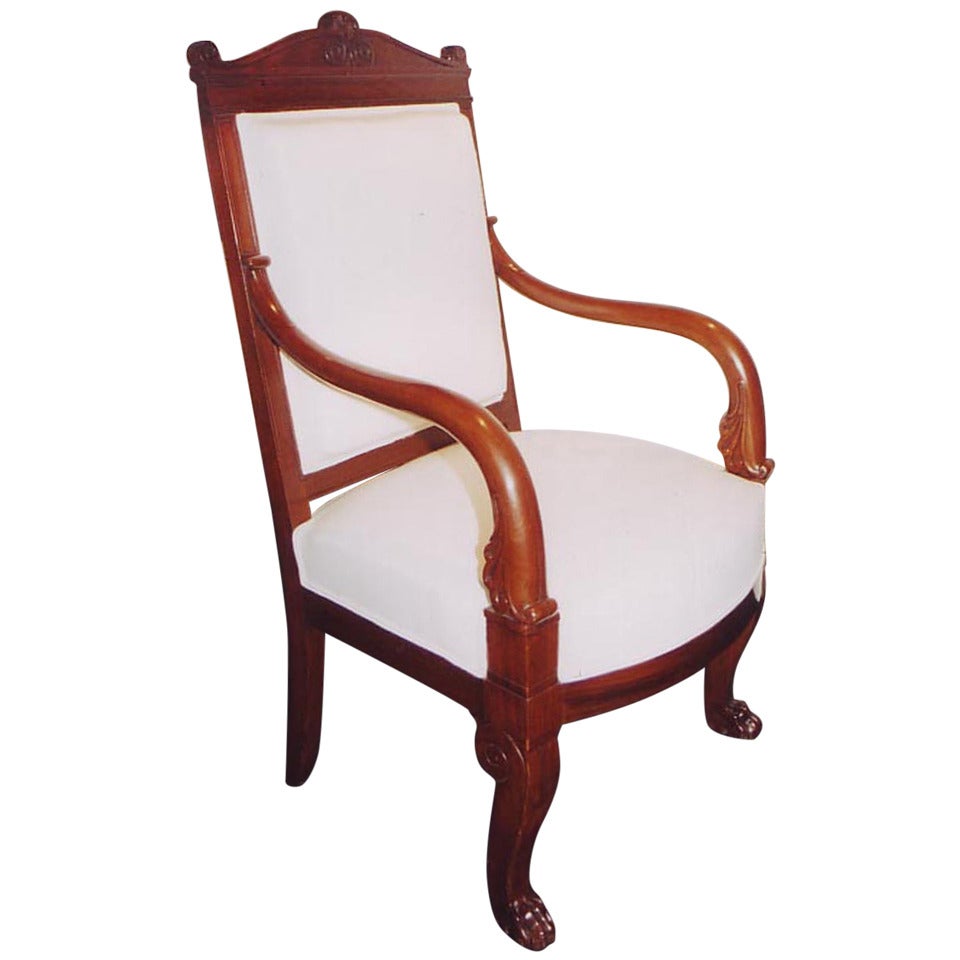 Late 19th Century Mahogany Fauteuil For Sale