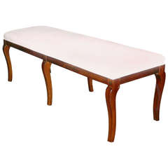 Late 19th Century Upholstered Walnut Bench