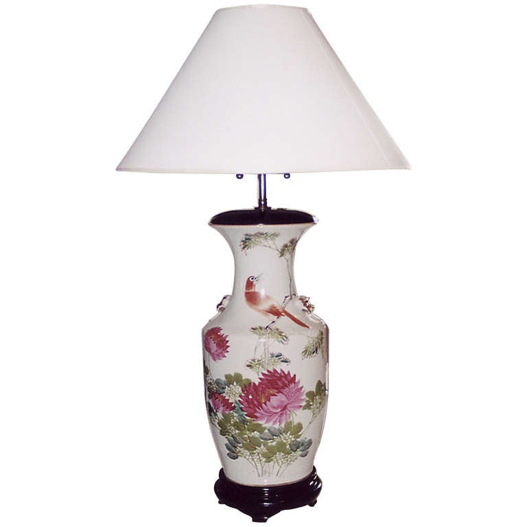19th Century Vase Shaped Porcelain Lamp For Sale at 1stDibs