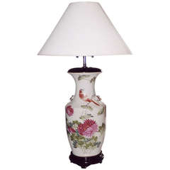 19th Century Vase Shaped Porcelain Lamp