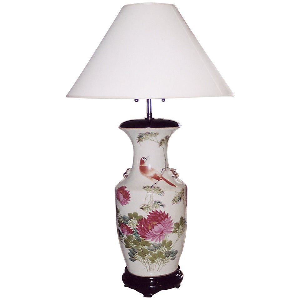 19th Century Vase Shaped Porcelain Lamp For Sale