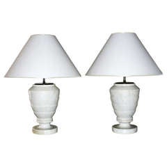 Pair of Early 20th C. Neo-Classical Alabaster Lamps