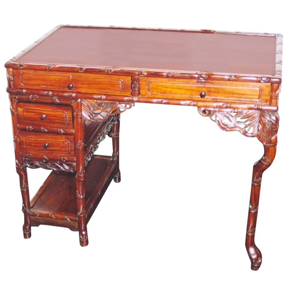 19th Century Padouk-Wood Japonaiserie Desk
