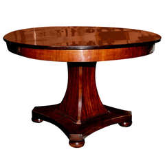 Late 19th Century mahogany dining table, shaped pedestal on platform base