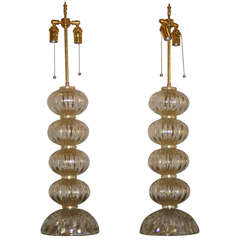 Mid-20th Century Pair of Venetian Lamps with Four Glass Spheres