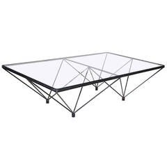20th Century Black Steel and Glass Cocktail Table